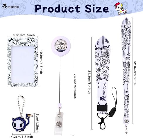 Tokidoki 5 Pack Cute Unicorn Lanyards for ID Badges, Funny Cartoon Retractable Badge Holder in Saudi Arabia