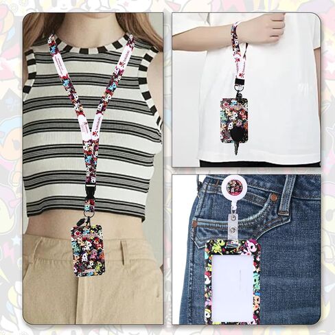 Tokidoki 5 Pack Cute Unicorn Lanyards for ID Badges, Funny Cartoon Retractable Badge Holder in Saudi Arabia