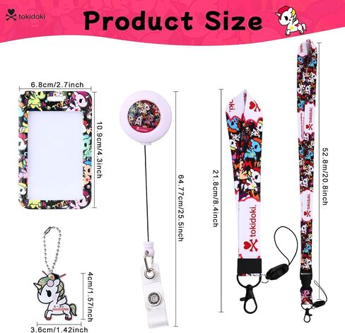 Tokidoki 5 Pack Cute Unicorn Lanyards for ID Badges, Funny Cartoon Retractable Badge Holder in Saudi Arabia