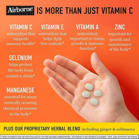 Airborne 1000mg Vitamin C Chewable Tablets Citrus & Very Berry Flavor (Citrus Flavor (Pack of 2)) in Kuwait