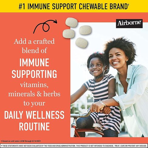 Airborne 1000mg Vitamin C Chewable Tablets Citrus & Very Berry Flavor (Citrus Flavor (Pack of 2)) in Kuwait