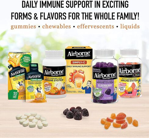 Airborne 1000mg Vitamin C Chewable Tablets Citrus & Very Berry Flavor (Citrus Flavor (Pack of 2)) in Kuwait