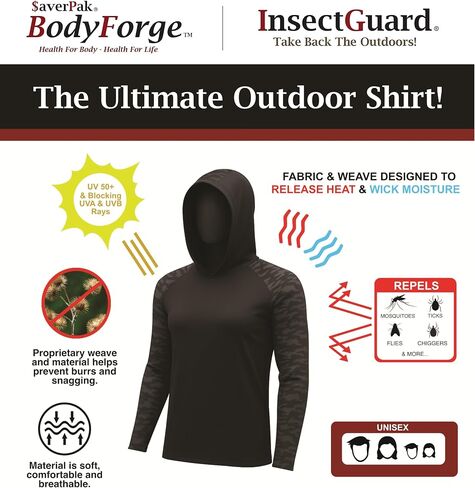 Permethrin Insect Repellent Mens Athletic Hoodies Long Sleeve Fishing Shirts SPF 50+ UV Sun Shirt Protection Rash Guard in Saudi Arabia