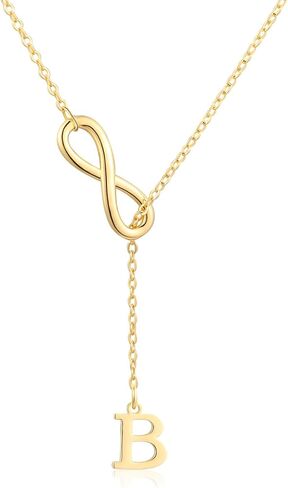 FUNEIA Gold Initial Necklaces for Women Trendy Dainty Long 14K Gold Plated Infinity Lariat Letter Necklace Non Tarnish Friendship Personalized Name Drop Pendant Y Necklace Stack Jewelry Gift in Kuwait