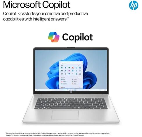 كمبيوتر محمول HP 2025 مقاس 17 بوصة لطلاب الأعمال، AMD Ryzen 5 7430U، شاشة 17.3 بوصة FHD IPS مضادة للتوهج، ذاكرة الوصول العشوائي 32 جيجابايت، 1 تيرابايت SSD، وحدة معالجة الرسومات AMD Radeon، مفتاح Copilot، Windows 11 Pro، Wi-Fi 6، عمر بطارية طويل in Saudi Arabia