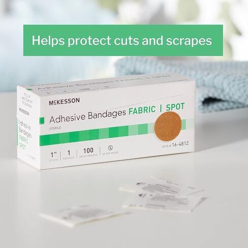 McKesson Adhesive Bandages, Sterile, Fabric Spot, 1 in, 100 Count, 4 Packs, 400 Total in Saudi Arabia