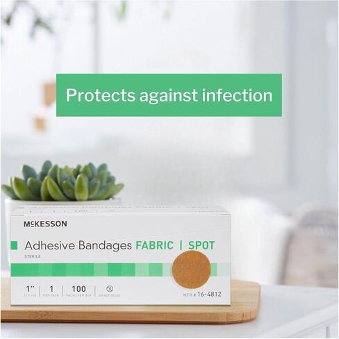 McKesson Adhesive Bandages, Sterile, Fabric Spot, 1 in, 100 Count, 4 Packs, 400 Total in Saudi Arabia