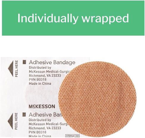 McKesson Adhesive Bandages, Sterile, Fabric Spot, 1 in, 100 Count, 4 Packs, 400 Total in Saudi Arabia