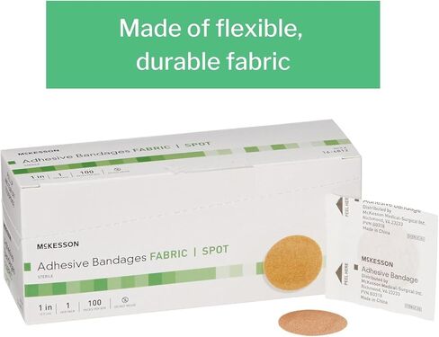 McKesson Adhesive Bandages, Sterile, Fabric Spot, 1 in, 100 Count, 4 Packs, 400 Total in Saudi Arabia