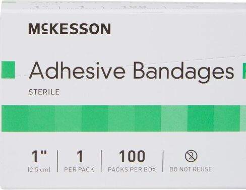 McKesson Adhesive Bandages, Sterile, Fabric Spot, 1 in, 100 Count, 4 Packs, 400 Total in Saudi Arabia