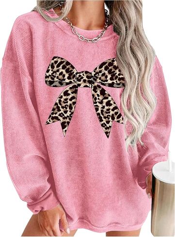 Gorglitter Women Women Switshirt Bow Crewneck Long Sleeve Pullover Top Top Aesthetic Discual Dall Fall 2025 in Saudi Arabia
