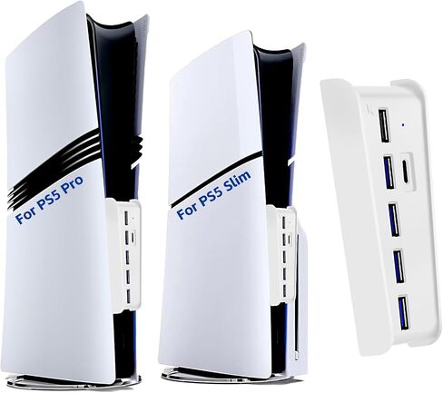 موزع USB بـ 5 منافذ لجهاز PS5، محول مقسم شاحن Megadream عالي السرعة مع 4 USB + 1 منفذ شحن USB + 1 منفذ من النوع C، متوافق مع وحدة تحكم ألعاب Playstation 5 Dualsence in Kuwait