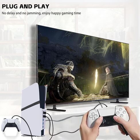 موزع USB بـ 5 منافذ لجهاز PS5، محول مقسم شاحن Megadream عالي السرعة مع 4 USB + 1 منفذ شحن USB + 1 منفذ من النوع C، متوافق مع وحدة تحكم ألعاب Playstation 5 Dualsence in Kuwait