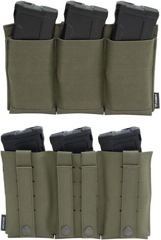IDOGEAR Triple Mag Pouches Tactical Molle Rifle Magazine Pouch Elastic Insert 5.56/7.62mm M4 AK AR Magazine Holder Open Top for Tactical Vest & Cummerbund in Saudi Arabia