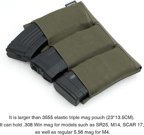 IDOGEAR Triple Mag Pouches Tactical Molle Rifle Magazine Pouch Elastic Insert 5.56/7.62mm M4 AK AR Magazine Holder Open Top for Tactical Vest & Cummerbund in Saudi Arabia