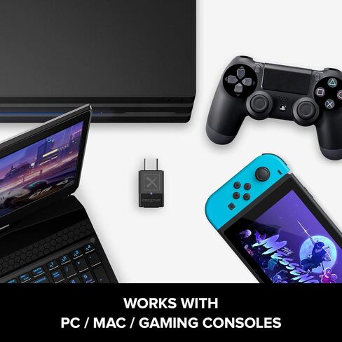 Creative BT-W3 Bluetooth 5.0 USB-C Audio Transmitter, aptX LL and aptX HD, 3.5 mm Analog Mic for Voice Chat Support, Codec Indicator and Selection, Plug-and-play for PS4, Nintendo Switch, PC, and Mac in Saudi Arabia
