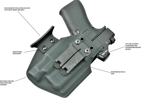Light Bearing IWB Kydex Holster for Glock 48 with Streamlight TLR 7 SUB | IWB Kydex Holster for Glock 48 MOS | Blackout Series Holster in Kuwait
