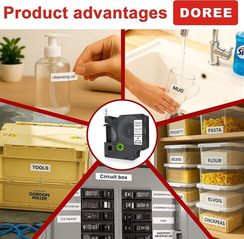 DOREE 4-Pack D1 Label Tape 45013 Compatible with DYMO 45013 S0720530, Black on White,1/2 in x 23 ft(12 mm x 7 m), Tape 45013s for Dymo LabelManager 160, 210D, 360D, 420P,Wireless PnP, 220P 260P 500TS in Saudi Arabia