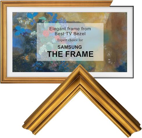 Minimalist Solid Wood frame for Samsung The Frame TV, Compatible ONLY with Samsung The Frame TV (32'',43",50",55",65",75",85", Fits 2021-2025&PRO, LS03A/B/C/D/FA/FW) (Gilded Walnut, 50-LS03) in Saudi Arabia