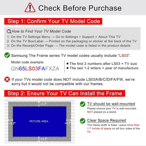 Minimalist Solid Wood frame for Samsung The Frame TV, Compatible ONLY with Samsung The Frame TV (32'',43",50",55",65",75",85", Fits 2021-2025&PRO, LS03A/B/C/D/FA/FW) (Gilded Walnut, 50-LS03) in Saudi Arabia