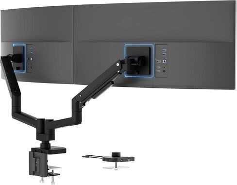 Mount-It! Proflex Series Heavy-Duty Dual Monitor Arm for 17–35" Screens, Gas Spring, Full Motion, USB-C & USB 3.0 Ports, VESA 75/100, Fits Ultrawide & Curved Displays, Clamp or Grommet Base in Saudi Arabia