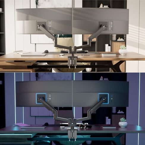 Mount-It! Proflex Series Heavy-Duty Dual Monitor Arm for 17–35" Screens, Gas Spring, Full Motion, USB-C & USB 3.0 Ports, VESA 75/100, Fits Ultrawide & Curved Displays, Clamp or Grommet Base in Saudi Arabia