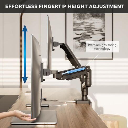 Mount-It! Proflex Series Heavy-Duty Dual Monitor Arm for 17–35" Screens, Gas Spring, Full Motion, USB-C & USB 3.0 Ports, VESA 75/100, Fits Ultrawide & Curved Displays, Clamp or Grommet Base in Saudi Arabia