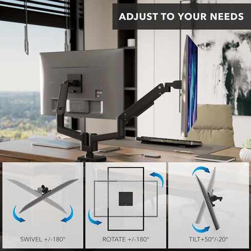 Mount-It! Proflex Series Heavy-Duty Dual Monitor Arm for 17–35" Screens, Gas Spring, Full Motion, USB-C & USB 3.0 Ports, VESA 75/100, Fits Ultrawide & Curved Displays, Clamp or Grommet Base in Saudi Arabia