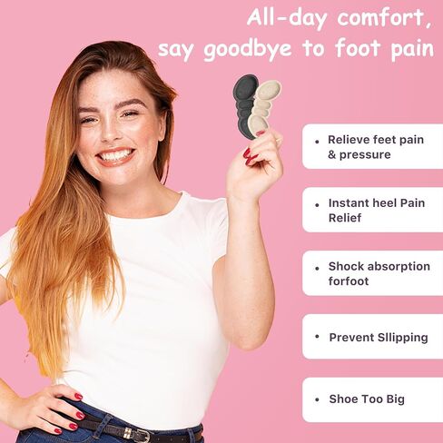 Metatarsal Pads Women, Forefoot Gel Pads Shoe Inserts, Foot Cushion Pads Reusable All Day Pain Relief, Ball of Foot Cushions, Anti Sliding Shoe Pads, Reduce Blisters, High Heel Inserts (3-Pairs) in Saudi Arabia