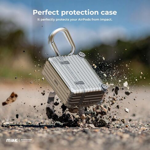 حافظة MIAK AirPods Pro 3، متوافقة مع الشحن اللاسلكي، غطاء واقي مقاوم للصدمات مع ملصقات وسلسلة مفاتيح - فضي in Kuwait