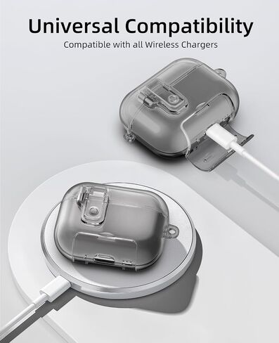 حافظة TiMOVO لجهاز AirPods Pro 3 (2025) مع قفل آمن، مضاد للتلطخ، غطاء شفاف ناعم من مادة TPU لجهاز Apple AirPod Pro الجيل الثالث مع وظيفة حامل الهاتف، سلسلة مفاتيح ومجموعة تنظيف، شفاف in Kuwait