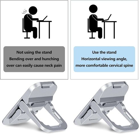 2pcs Mini Keyboard Stand, Foldable Laptop Stand for Desk Two Tilt Angle Adjustable Laptop Riser Portable Invisible Notebook Lift for Most Keyboards, Silver in Saudi Arabia