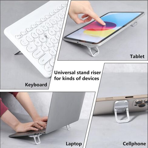 2pcs Mini Keyboard Stand, Foldable Laptop Stand for Desk Two Tilt Angle Adjustable Laptop Riser Portable Invisible Notebook Lift for Most Keyboards, Silver in Saudi Arabia