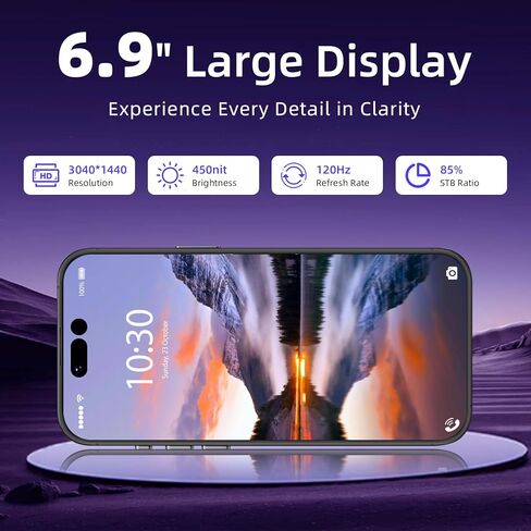 هاتف ذكي A16 PRO M، هاتف خلوي غير مغلق بسعة 12+256 جيجابايت/1 تيرابايت، هاتف 2025-Android 15، بطارية 6800 مللي أمبير في الساعة، كاميرا 108 ميجابكسل + 50 ميجابكسل، شاشة عالية الدقة 6.9 بوصة + 120 هرتز، ثنائي شريحة الاتصال/معرف الوجه/هاتف 5G - رمادي in Kuwait