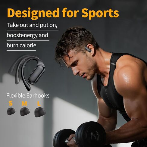 Wireless Earbuds,Bluetooth Headphones 80hrs Play Back Sport Earphones with LED Display Over-Ear Buds with Earhooks Built-in Mic IPX7 Waterproof Headset for Workout Grey (Upgrade Black) in Saudi Arabia