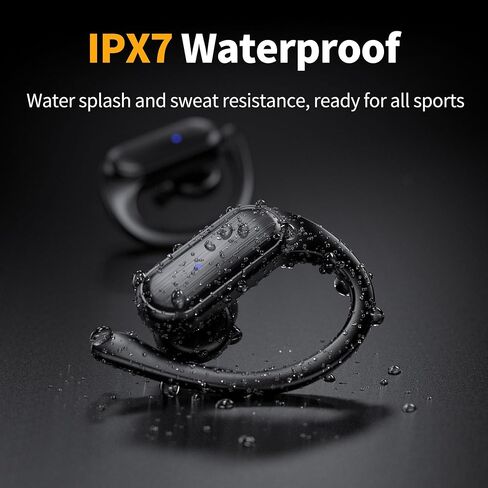 Wireless Earbuds,Bluetooth Headphones 80hrs Play Back Sport Earphones with LED Display Over-Ear Buds with Earhooks Built-in Mic IPX7 Waterproof Headset for Workout Grey (Upgrade Black) in Saudi Arabia