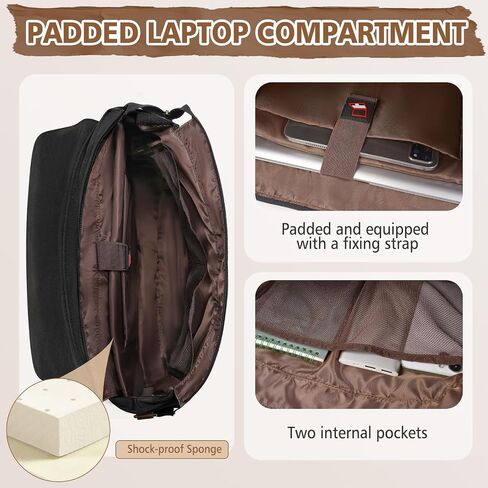 RAINSMORE Messenger Bag for Men 15.6-17.3 Inch Laptop Bag Water-resistant Canvas Briefcase Computer Satchel for Work College in Saudi Arabia