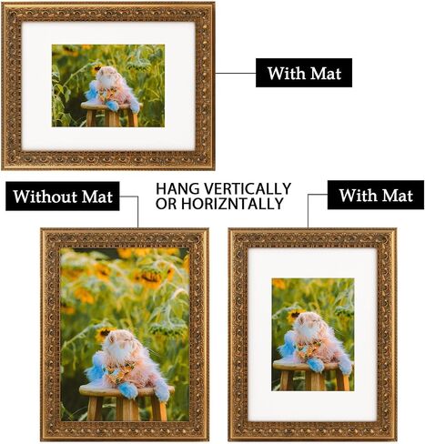 Frametory, Set of 2, 8x10 Ornate Picture Frame, Table Top or Wall Mount & Real Glass, Bronze in Saudi Arabia