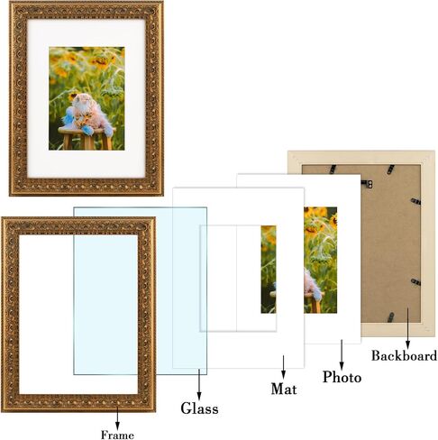 Frametory, Set of 2, 8x10 Ornate Picture Frame, Table Top or Wall Mount & Real Glass, Bronze in Saudi Arabia