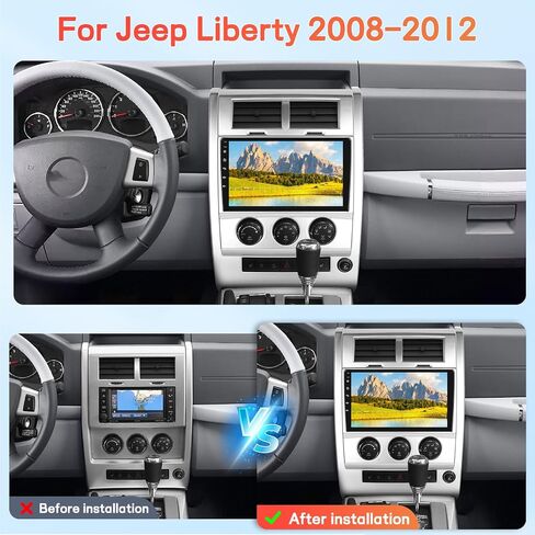 [Qualcomm 8 Core] راديو السيارة لسيارة جيب ليبرتي 2008-2011 مع CarPlay Android Auto اللاسلكي، Volxcereo 4G+64G 10.1 بوصة تعمل باللمس Android Car Stereo، WiFi/GPS، بلوتوث، FM/RDS، DSP، SWC in Saudi Arabia