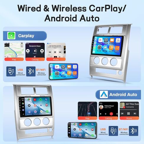 [Qualcomm 8 Core] راديو السيارة لسيارة جيب ليبرتي 2008-2011 مع CarPlay Android Auto اللاسلكي، Volxcereo 4G+64G 10.1 بوصة تعمل باللمس Android Car Stereo، WiFi/GPS، بلوتوث، FM/RDS، DSP، SWC in Saudi Arabia