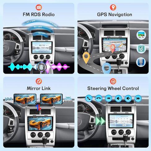 [Qualcomm 8 Core] راديو السيارة لسيارة جيب ليبرتي 2008-2011 مع CarPlay Android Auto اللاسلكي، Volxcereo 4G+64G 10.1 بوصة تعمل باللمس Android Car Stereo، WiFi/GPS، بلوتوث، FM/RDS، DSP، SWC in Saudi Arabia