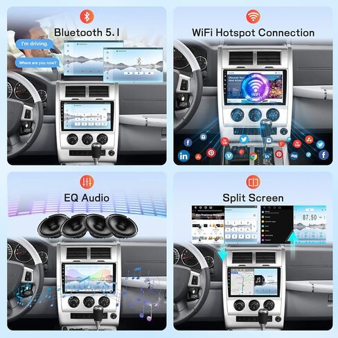 [Qualcomm 8 Core] راديو السيارة لسيارة جيب ليبرتي 2008-2011 مع CarPlay Android Auto اللاسلكي، Volxcereo 4G+64G 10.1 بوصة تعمل باللمس Android Car Stereo، WiFi/GPS، بلوتوث، FM/RDS، DSP، SWC in Saudi Arabia
