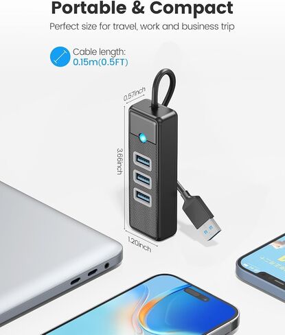 4 منافذ USB Hub USB Splitter مع منفذ RJ45 Ethernet، محول موسع USB 3.0 متعدد المنافذ مع كابل 0.15 متر للكمبيوتر المحمول من النوع A، محرك أقراص فلاش، وحدة التحكم، لوحة المفاتيح، الماوس، محرك الأقراص الصلبة in Saudi Arabia