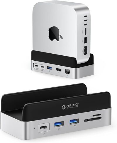 ORICO MiniDock Stand and Dock for Mac mini M4, 9-in-1 Hub with Built-in 1TB SSD, 10Gbps USB-C & USB-A,5Gbps USB-A,4K HDMI, Gigabit Ethernet, SD/TF Card Readers,Type-C(PD3.0)-VSP10 in Saudi Arabia