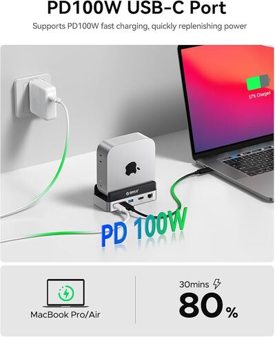 ORICO MiniDock Stand and Dock for Mac mini M4, 9-in-1 Hub with Built-in 1TB SSD, 10Gbps USB-C & USB-A,5Gbps USB-A,4K HDMI, Gigabit Ethernet, SD/TF Card Readers,Type-C(PD3.0)-VSP10 in Saudi Arabia