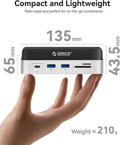 ORICO MiniDock Stand and Dock for Mac mini M4, 9-in-1 Hub with Built-in 1TB SSD, 10Gbps USB-C & USB-A,5Gbps USB-A,4K HDMI, Gigabit Ethernet, SD/TF Card Readers,Type-C(PD3.0)-VSP10 in Saudi Arabia
