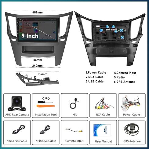 UNITOPSCI 2G+64G Android Car Stereo for Subaru Outback Legacy 2010-2014 Apple CarPlay Android Auto, 9 Inch HD Touch Screen GPS Navigation Bluetooth Mirror Link WiFi FM/RDS SWC+ Bakup Camera Mic in Saudi Arabia