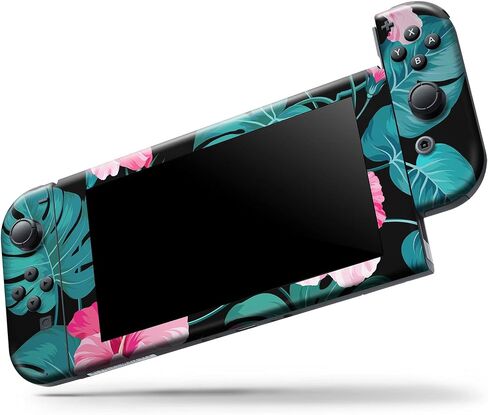 Design Skinz - متوافق مع Nintendo DSi XL - غطاء حماية من الفينيل مقاوم للخدش وقابل للإزالة - نعناع استوائي وزهور وردية زاهية v2 in Saudi Arabia