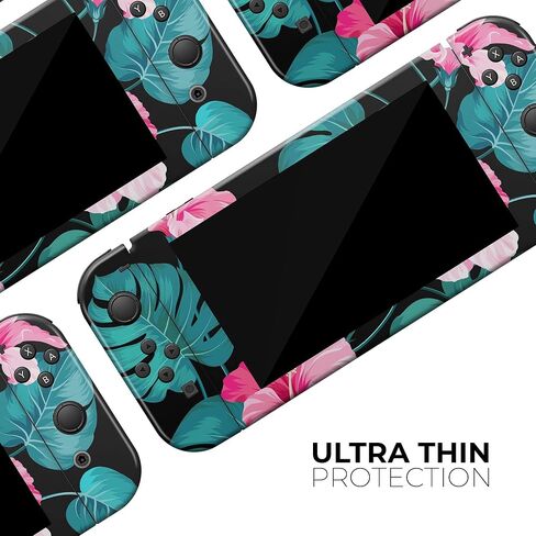 Design Skinz - متوافق مع Nintendo DSi XL - غطاء حماية من الفينيل مقاوم للخدش وقابل للإزالة - نعناع استوائي وزهور وردية زاهية v2 in Saudi Arabia